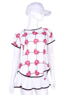 Limited Tie Back Tee Short Sleeve Raspberry Red Hearts & Net