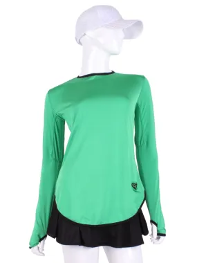 Long Sleeve Crew Soft Green with Black Trim