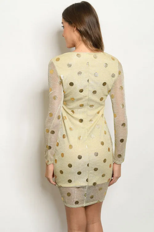 Nude gold with dots dress