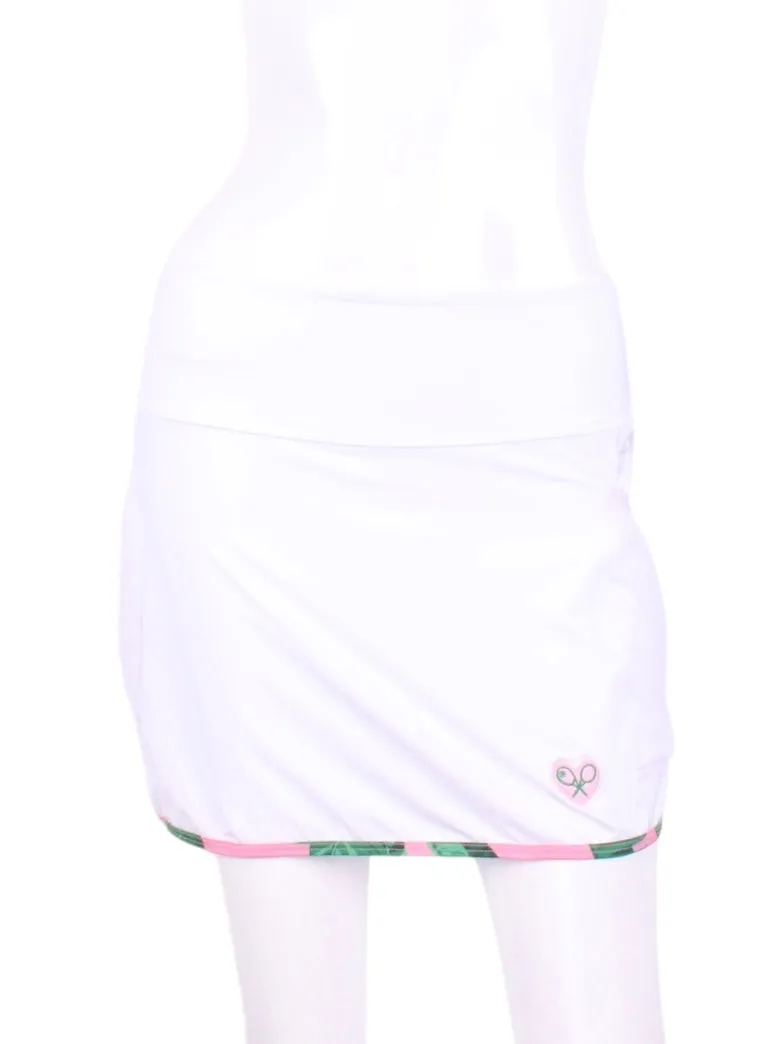 Off White Straight Skirt Pink   Green Trim