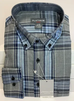 PLATINUM MODE L/S SHIRT W/BUTTON DOWN COLLAR 100% COTTON CLASSIC FIT