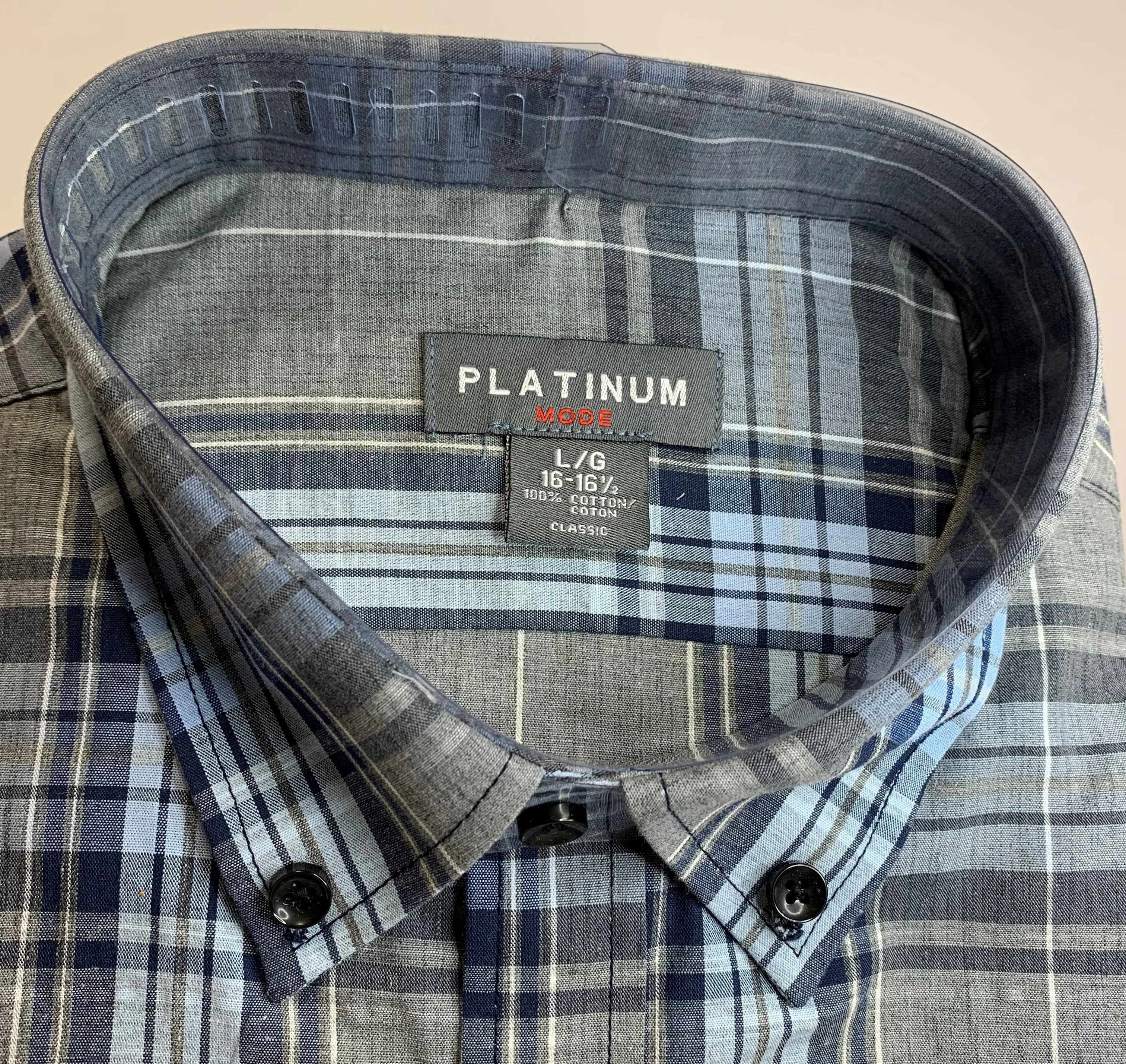 PLATINUM MODE L/S SHIRT W/BUTTON DOWN COLLAR 100% COTTON CLASSIC FIT