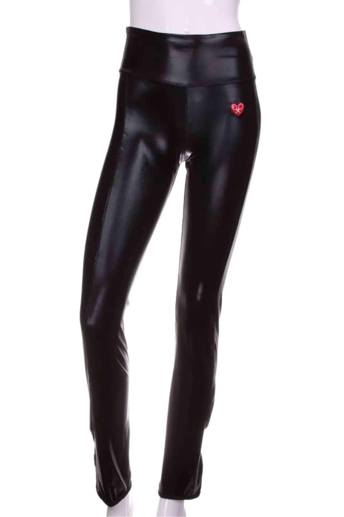 Pleather Black Leg Lengthening Warm Up Pants