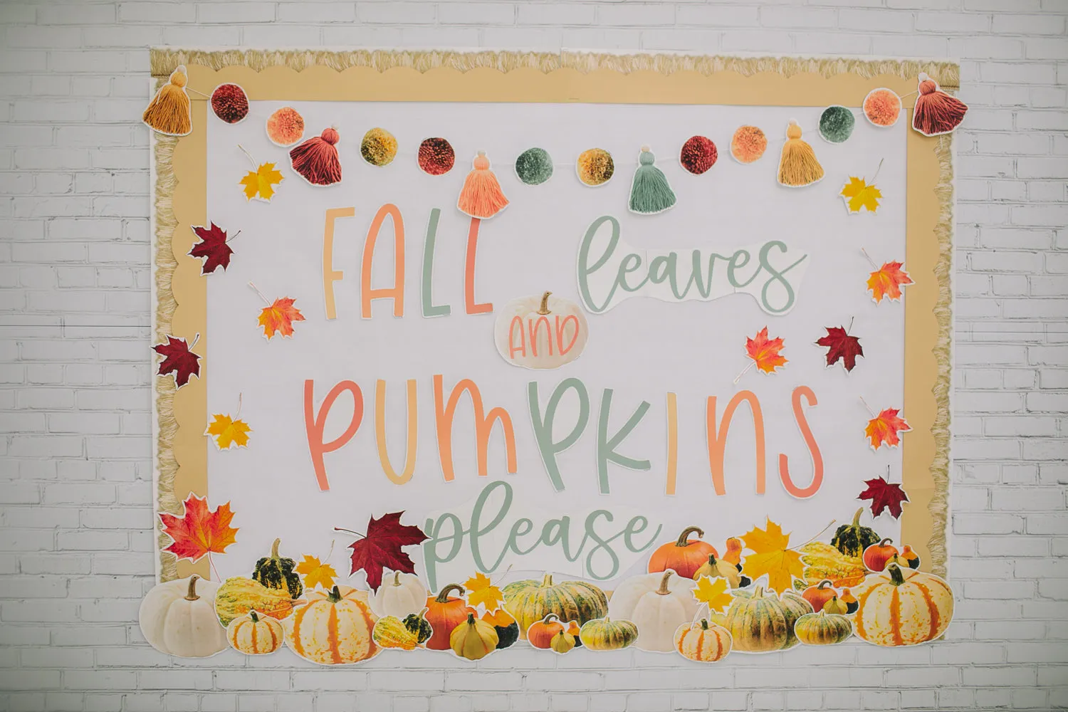 "Fall Leaves and Pumpkins Please" Inspirational Classroom Headline | Seasonal Classroom Decor | UPRINT | Schoolgirl Style