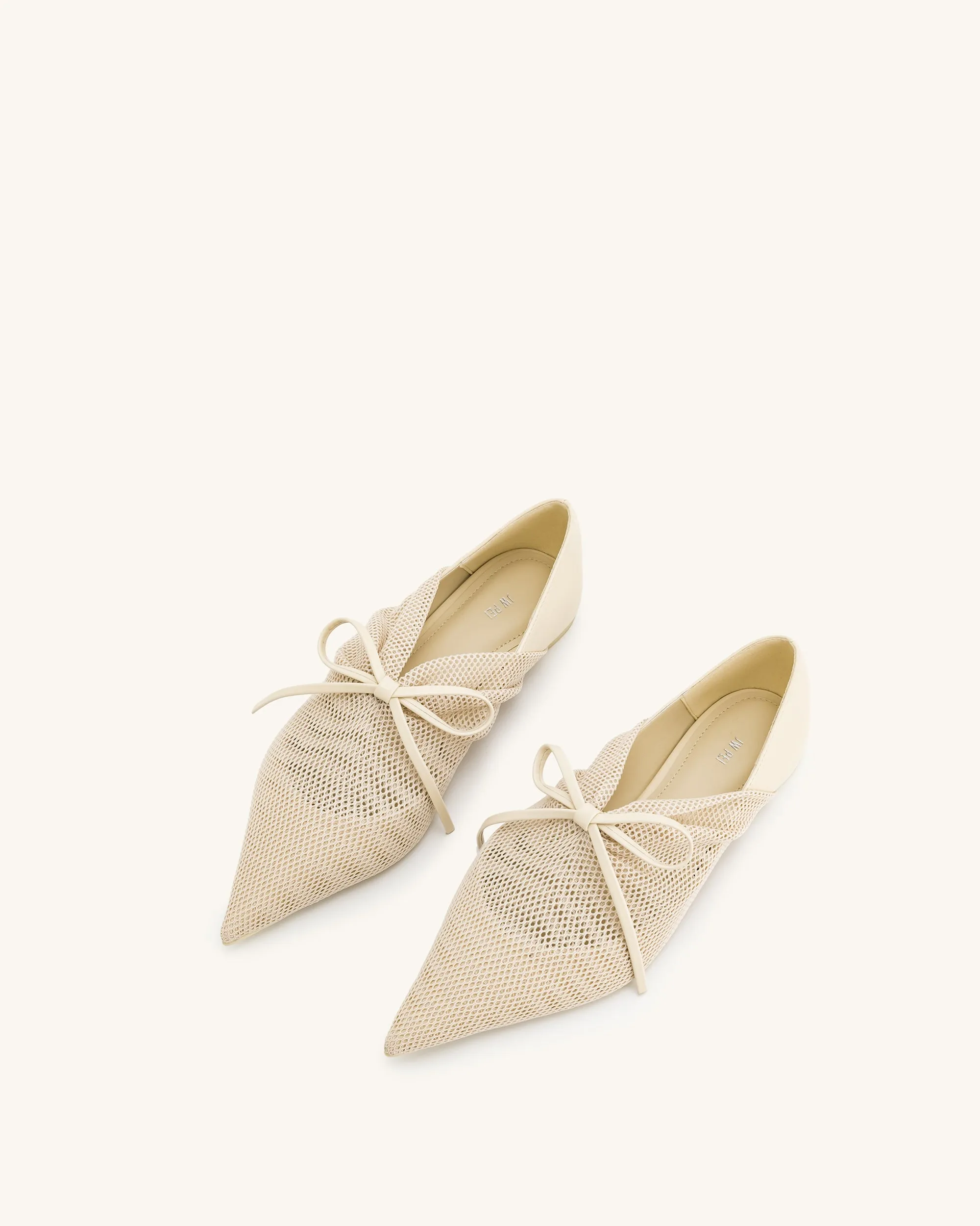 Reilly Fishnet Ballerina Flats - Beige