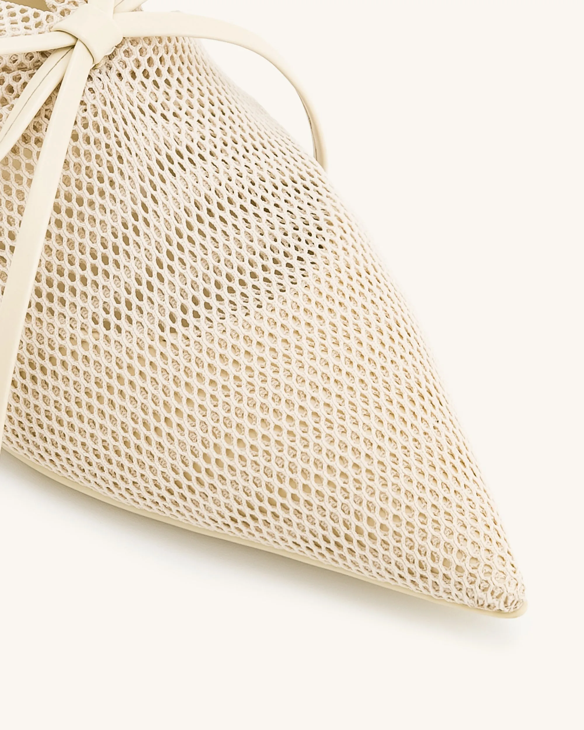 Reilly Fishnet Ballerina Flats - Beige