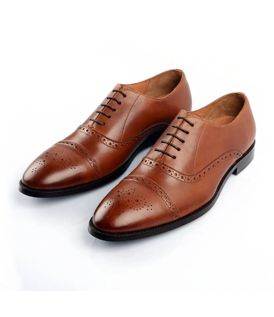 Semi-Brogue Oxfords - Caramel