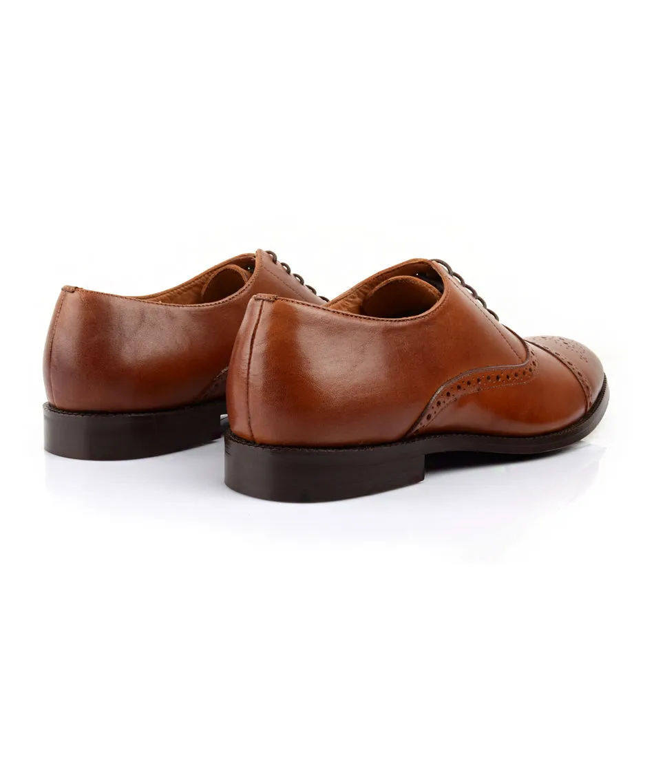 Semi-Brogue Oxfords - Caramel