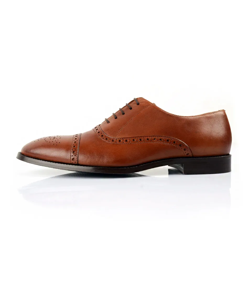 Semi-Brogue Oxfords - Caramel