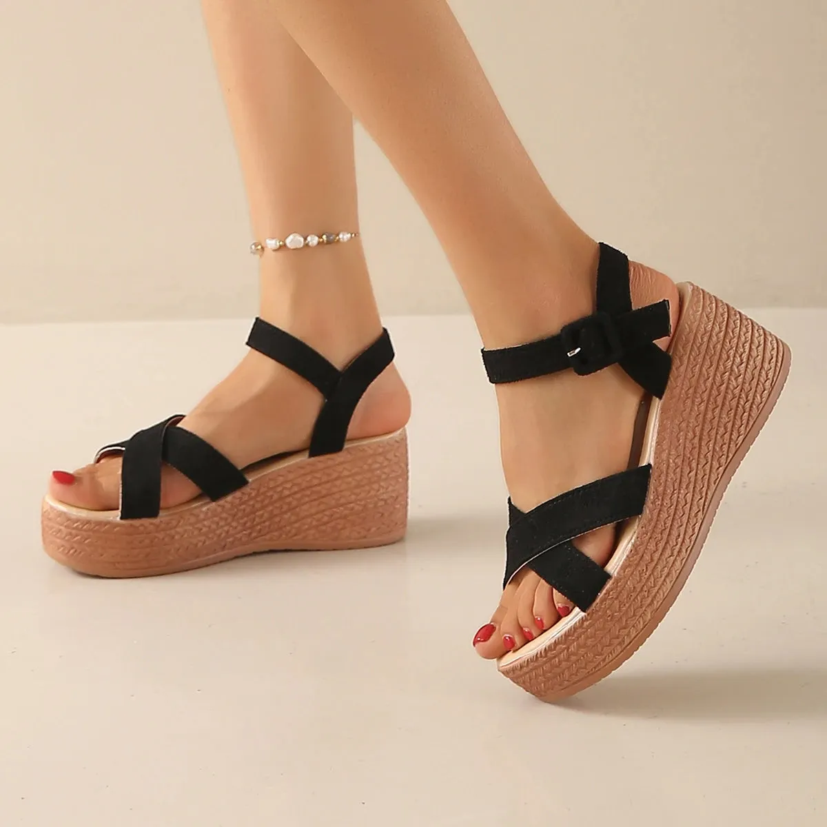 Women Sandals 2024 New Summer Wedge Bohemian Handmade Sandals Ladies Casual Comfortable Espadrilles Platform Shoes for Women