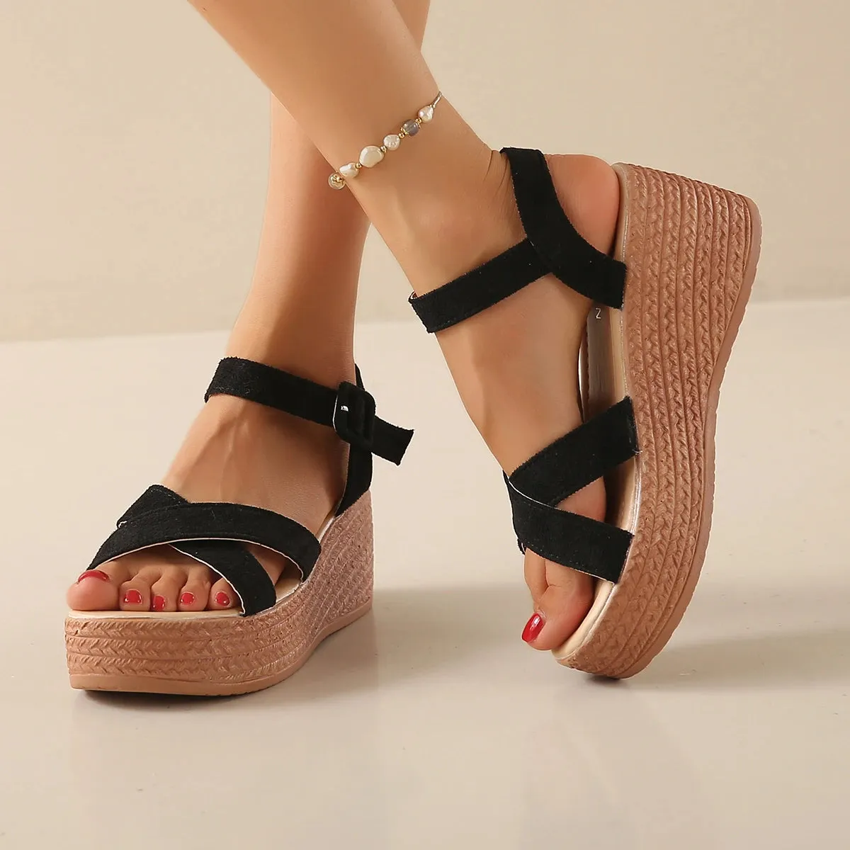 Women Sandals 2024 New Summer Wedge Bohemian Handmade Sandals Ladies Casual Comfortable Espadrilles Platform Shoes for Women