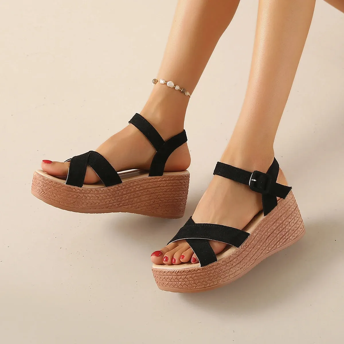 Women Sandals 2024 New Summer Wedge Bohemian Handmade Sandals Ladies Casual Comfortable Espadrilles Platform Shoes for Women