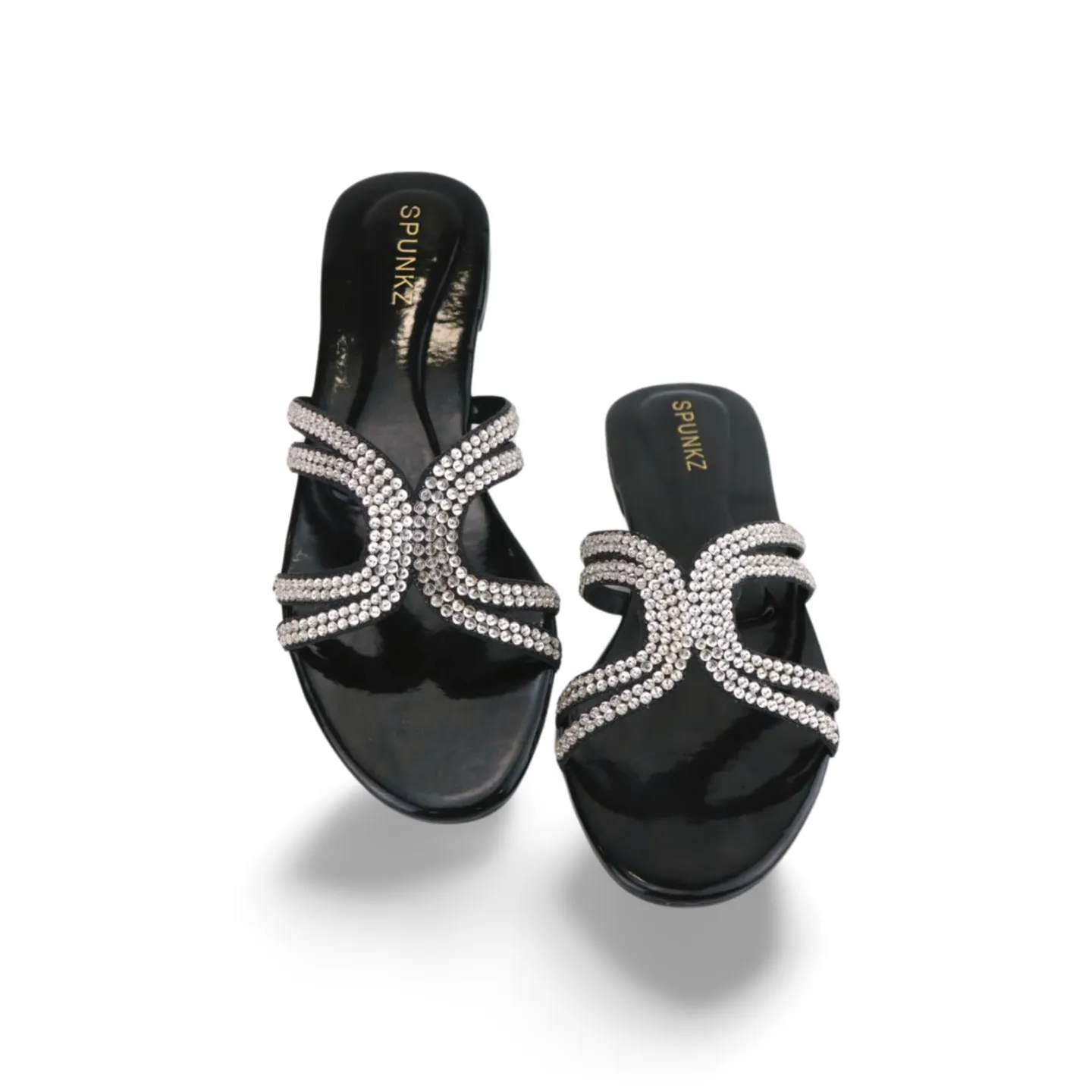 Women's Sparkly Flat Sandals with Embellished Straps