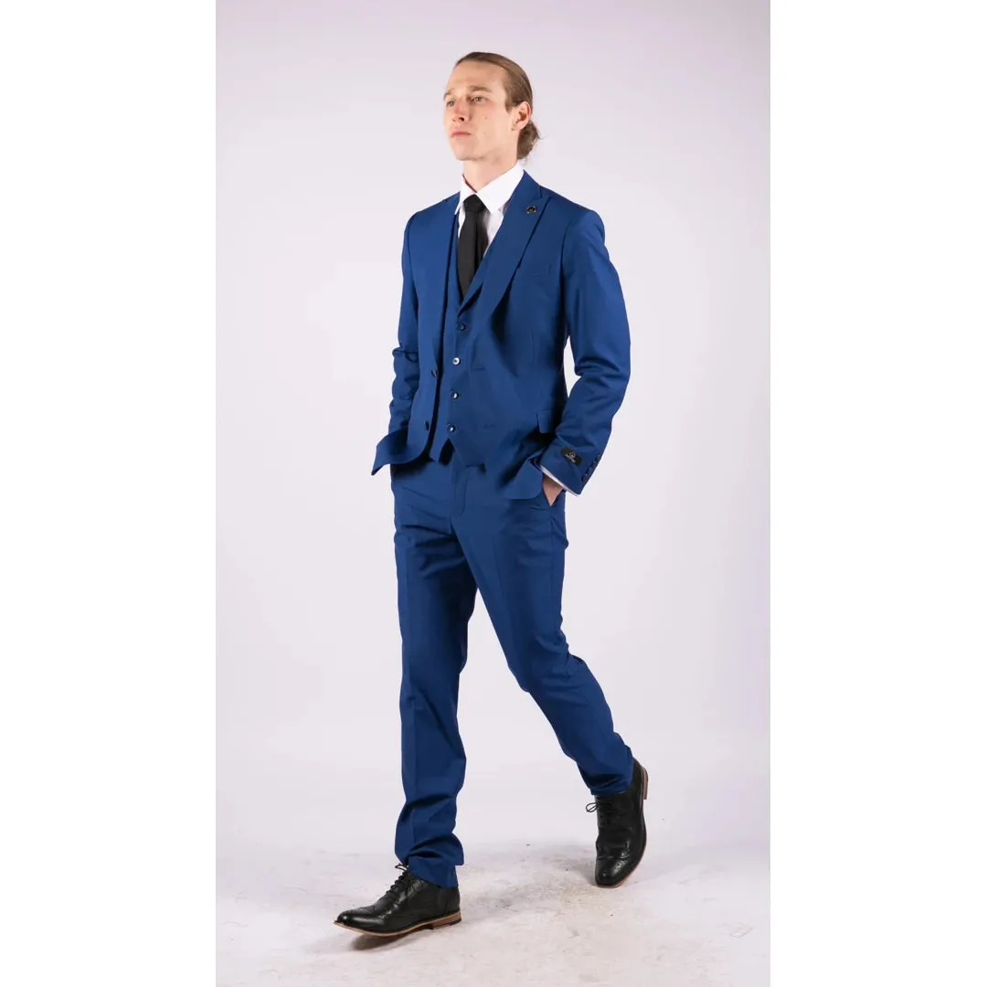 ws16 - Men's 3 Piece Royal Blue Suit Best Man Groom Prom Wedding